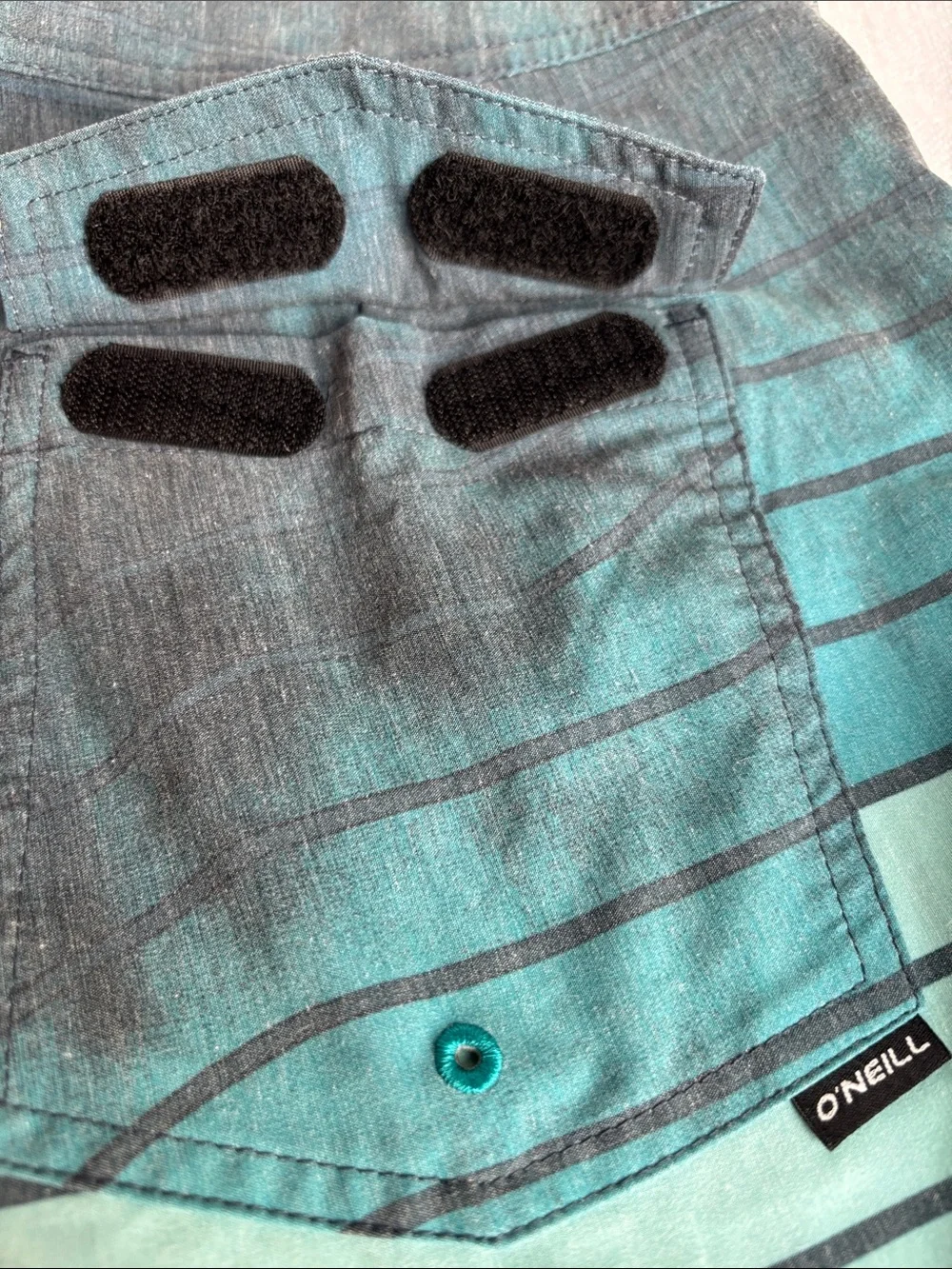 Quiksilver Teal & Aqua Striped Men's Board Shorts  -339sku